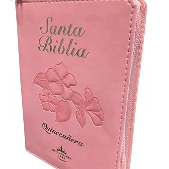 Biblia Quinceañera con Cierre RV1960, Imitacion Piel Rosado Con Indice