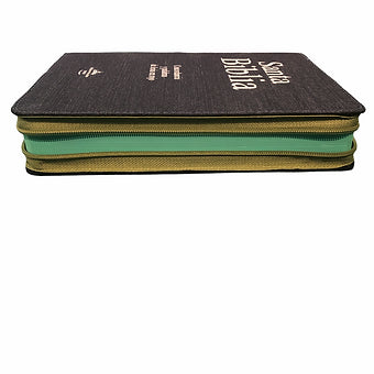 Biblia Jean RVR60, Letra Gigante 14 Puntos Con Cierre,Canto Verde