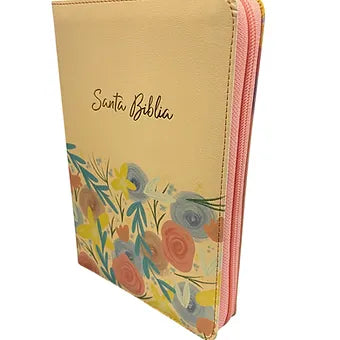 Biblia letra grande tamano manual 12 Puntos, Simil Piel Crema con indice y cierr