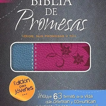 Biblia De Promesas Edicion Jovenes RVR 1960, Piel Especial Rosa-Turquesa