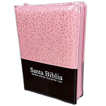 Biblia Tamaño Compacto 11 Pts, con cierre e indice RVR60,  Piel Rosa-Cafe