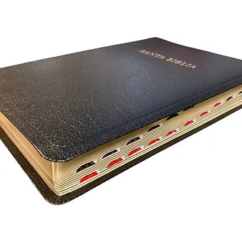 Biblia Letra Grande Tamano Manual 12 Puntos RVR60 | Piel Fabricada Negro Con Ind