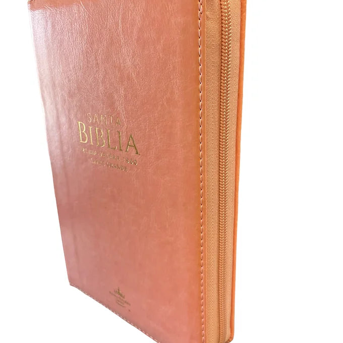 Biblia Tamano Manual Letra Grande 12 Puntos RV60 | Imitacion Piel Rosa con Indice y Cierre