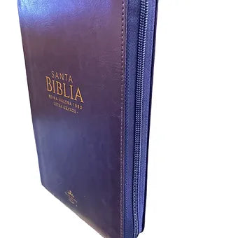 Biblia Tamaño Manual Letra Grande 12 Pts, Zipper, Index, Imitacion Piel Morado