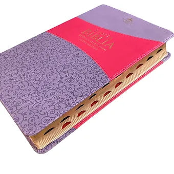 Biblia Letra Grande 12 puntos RV1960, Imitacion Lila floral y fucsia, Indice