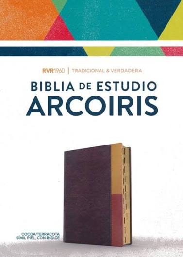 Biblia de Estudio Arco Iris RVR 1960, Simil Piel Cocoa-Terracota con Indice