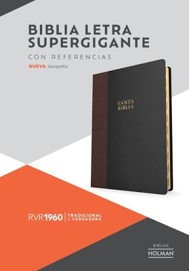 Biblia letra supergigante, RVR 1960 , Simil Piel, Negro con Cafe con Indice