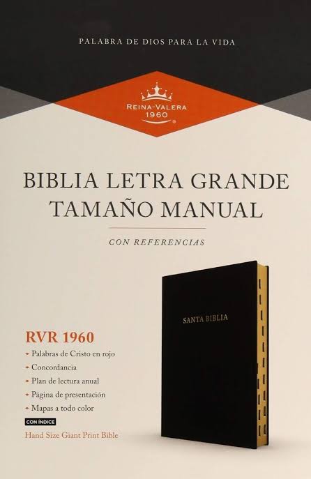 Biblia Letra Grande Tamano Manual RVR60, Imitacion Piel Negro Con Indice